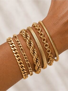 (1) Vintage 1/20 12K Gold Filled Double Rope Chain Bracelet Spring Ring Clasp